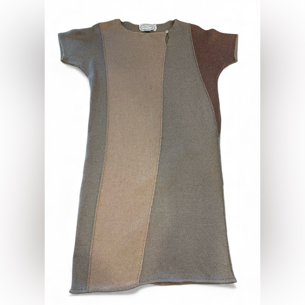 Adrienne Vittadini Sweater Dress Women’s Medium Color Block Boho Chic Cotton